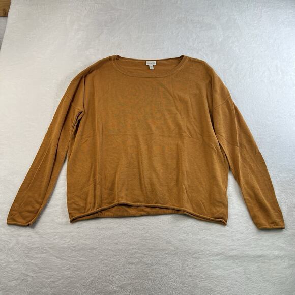 Sundance M Medium Sweater Silk Blend Gold Mustard Round Neck Long Sleeve Knit - Picture 3 of 13